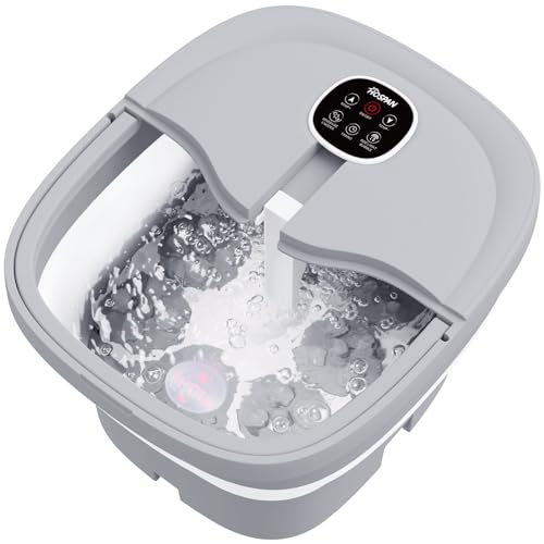 HOSPAN Collapsible Foot Spa Electric Rotary Massage, Foot Bath with Heat, Bubble, Remote, and 24 Motorized Shiatsu Massage Balls. Pedicure Foot Spa for Feet Stress Relief - FS02A